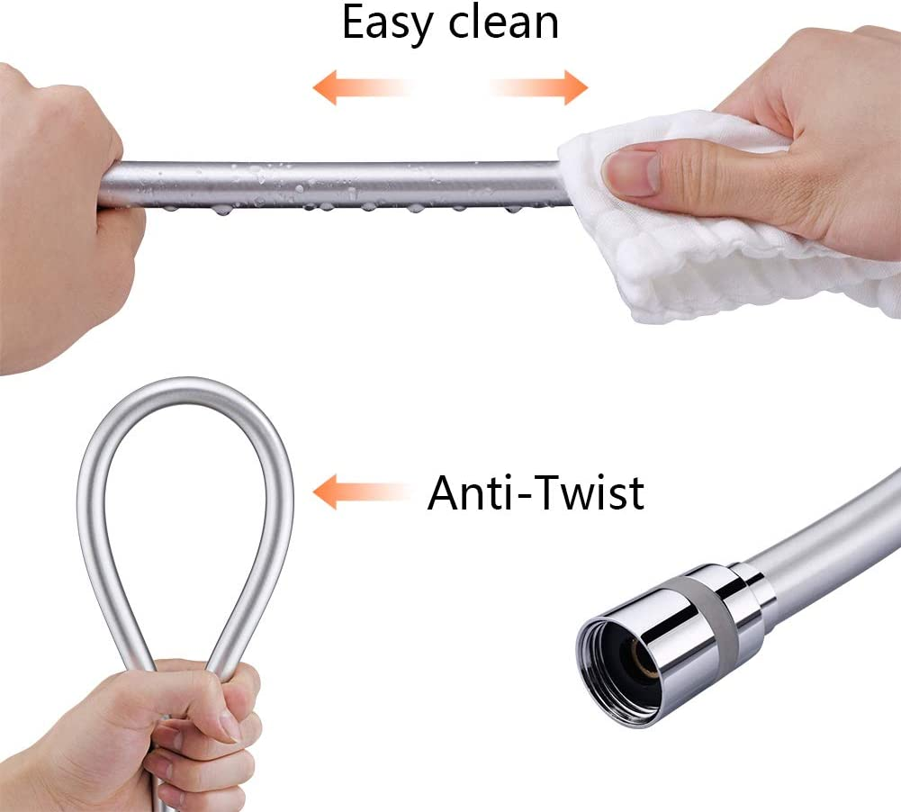 GRIFEMA COMPLENTOS-G852 Shower Hose, Corrosion Protection and Twist-Proof with Anti-Kink Protection in PVC Look (150 Cm) Extremely Flexible Shower Hose, Silver image number 6