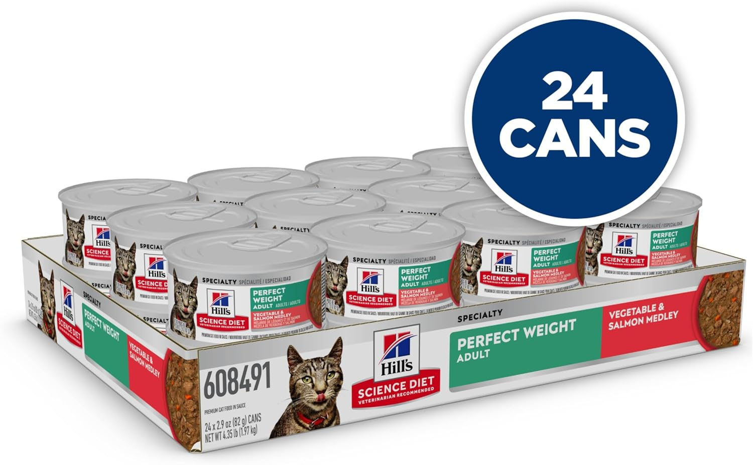 Hill'S Science Diet Perfect Weight Salmon & Vegetable Canned Cat Food 24X82G image number 6