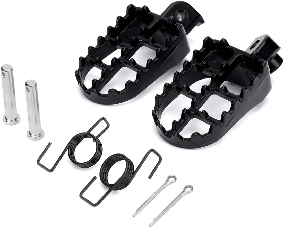 AIMALL Front Foot Pegs for Yamaha PW50 PW80 TW200 &ndash; 1 Pair Off-Road Vehicle Pedal Replacement with Mounting Screws and Spring Hooks, Anti-Slip Hollowed Design, Black image number 3