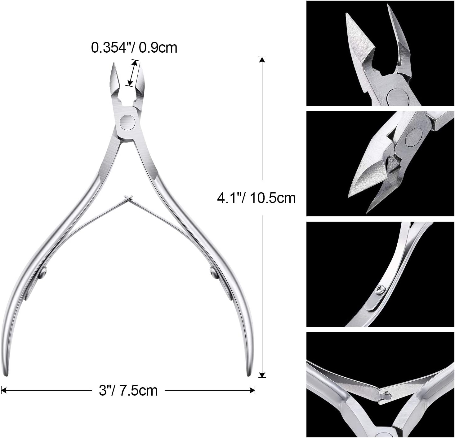 8 Pieces Cuticle Nippers Stainless Steel Cuticle Trimmer Pointed Blade Cuticle Cutter Clipper Dead Skin Remover Scissors Manicure Tools for Fingernails and Toenails - Silver image number 6