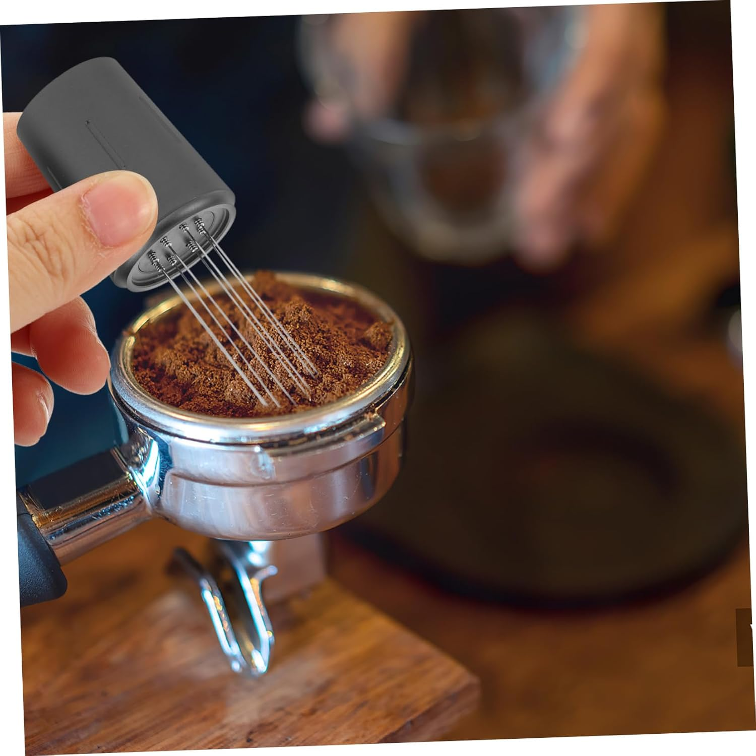 FONDOTIN Espresso Stirrer Tool with Needles Stainless Distribution Whisk for Even Mixing for Espresso Machines Tea and Fine Powders User-Friendly