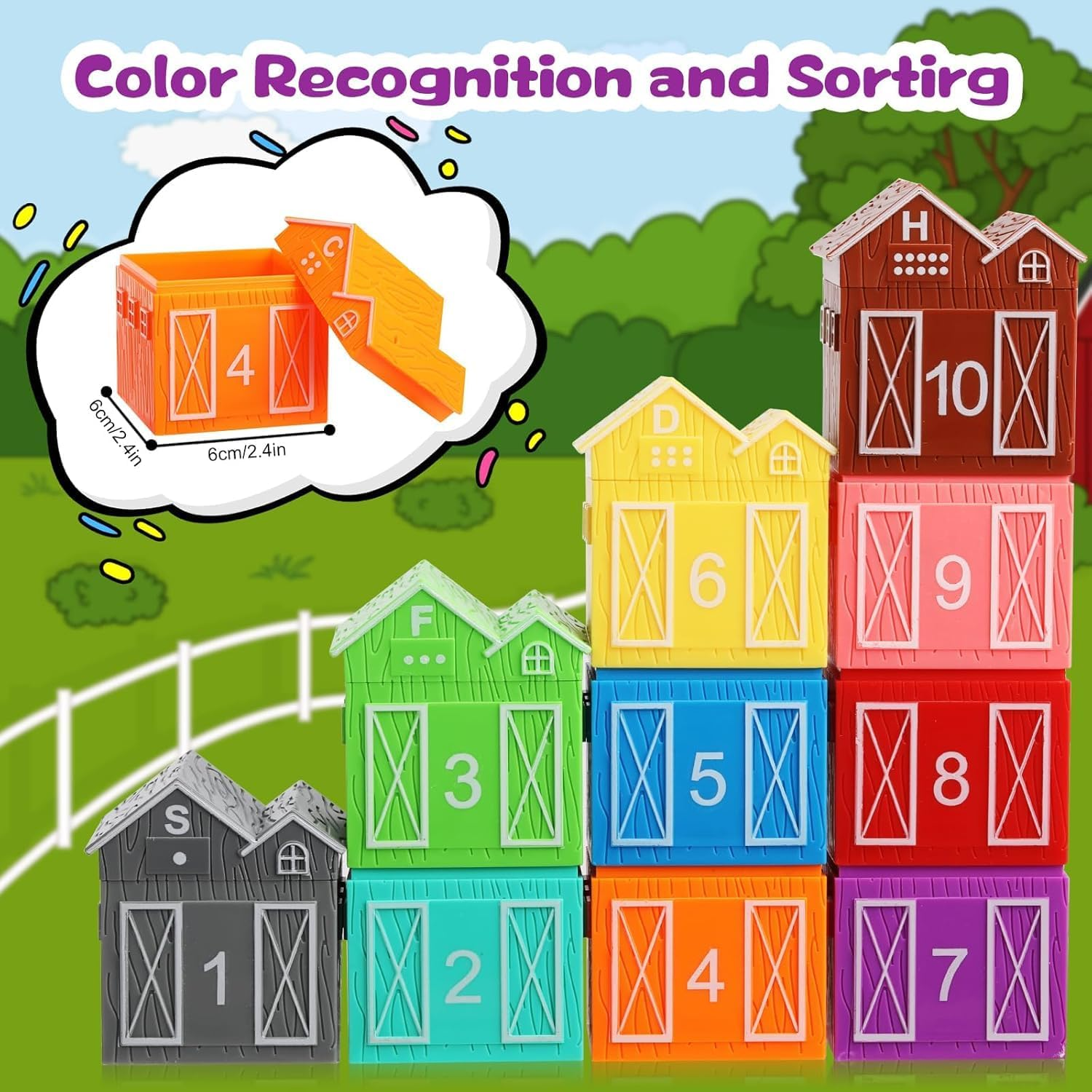 Learning Toys for Toddlers over 3 Years Old, 20Pcs Farm Animals Toys Montessori Counting, Matching & Sorting Fine Motor Games, Christmas Birthday Baby Boys Girls image number 4