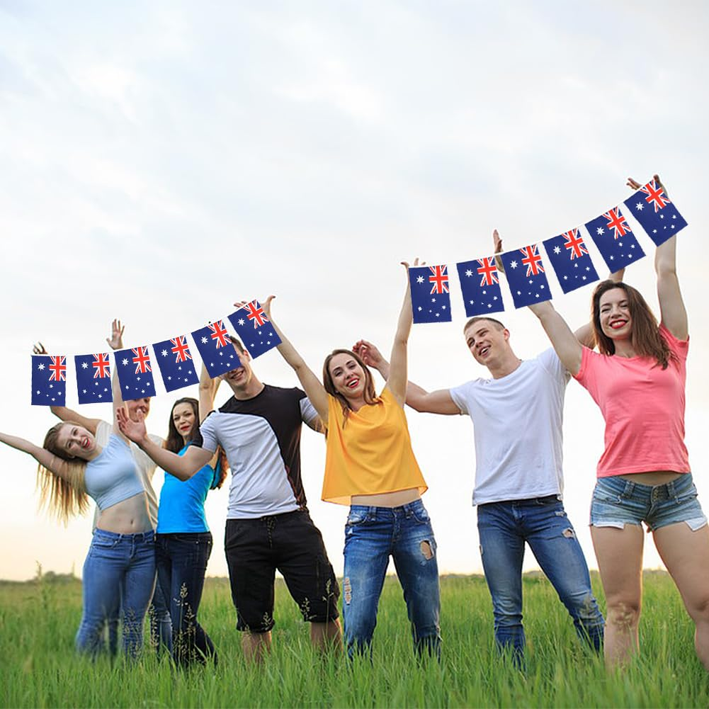 Australia String Flag Pennant Banner,Kiwinvou 38Pcs Australia Flags,10 Meter Mini Australian Flags Bunting Banner for School, Party, Sports Events, Patriotic Festival image number 3