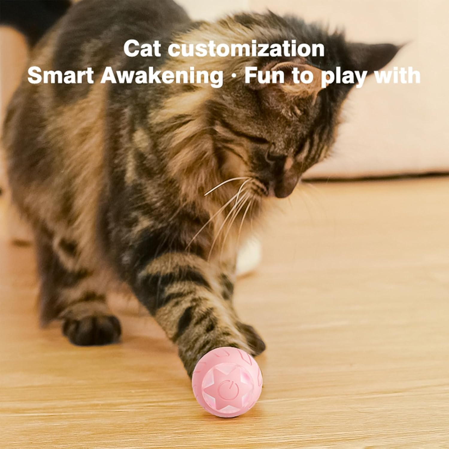 Interactive Cat Ball Toy - USB Rechargeable, Intelligent Automatic Moving Rolling Ball for Cats, Quiet Indoor Pet Toy with LED Lights, Puzzle Fun Pet Toy (Pink) image number 6