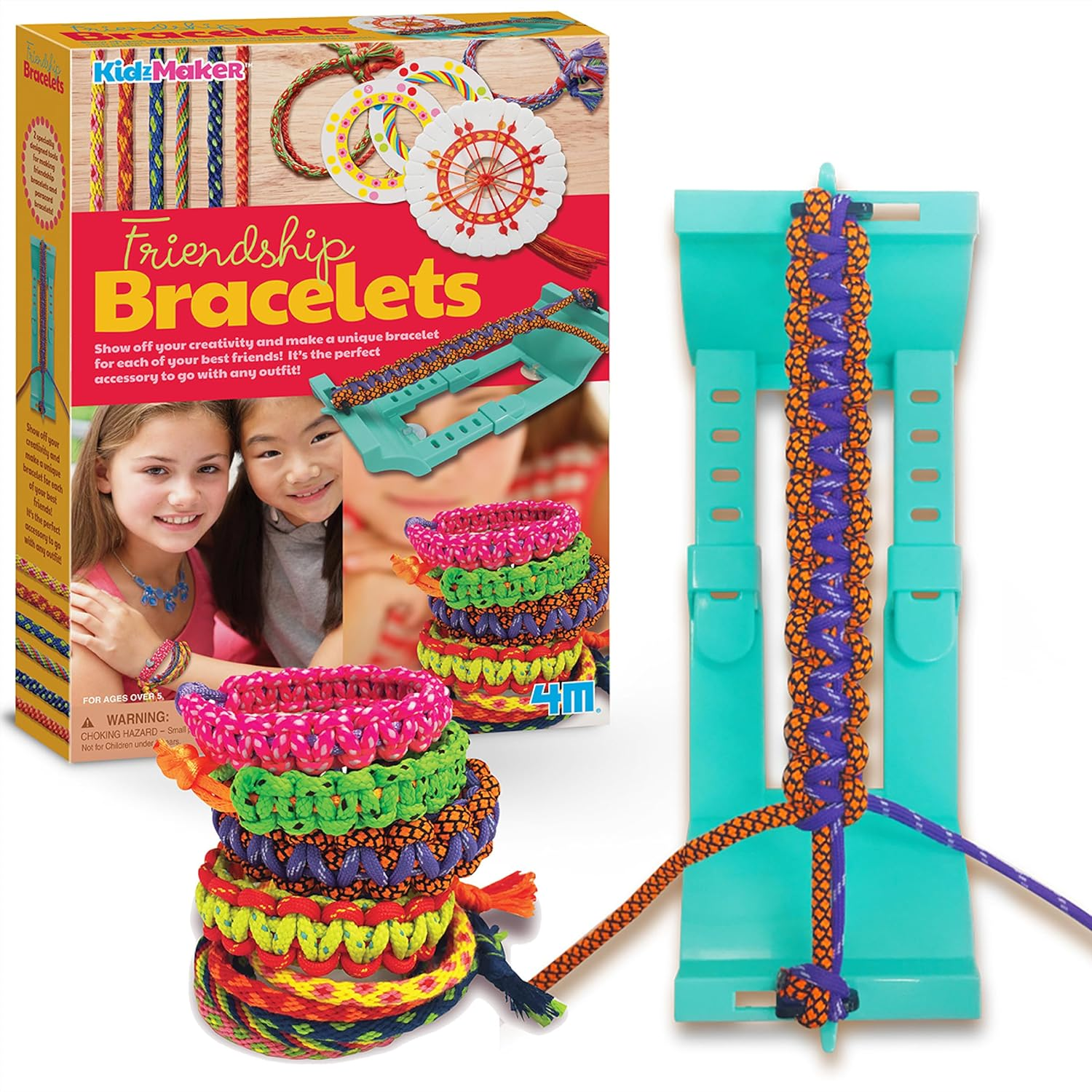 4M Kidzmaker Friendship Bracelets, Create up to 10 Bracelets, Different Designs and Styles, Art and Craft Activity, Stimulates Creativity