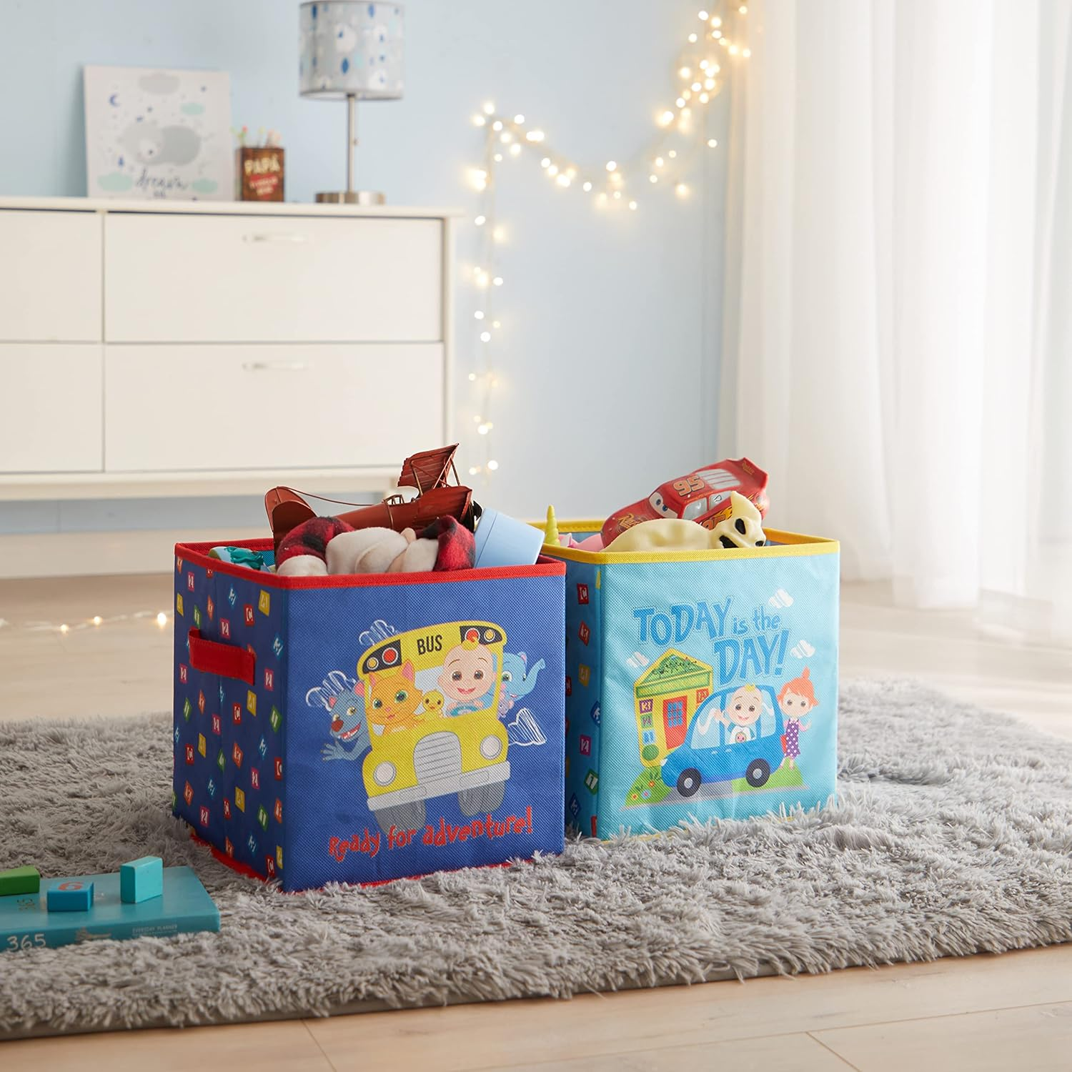 Idea Nuova Cocomelon Set of Two Spacious Collapsible Storage Cubes, 10"X10"