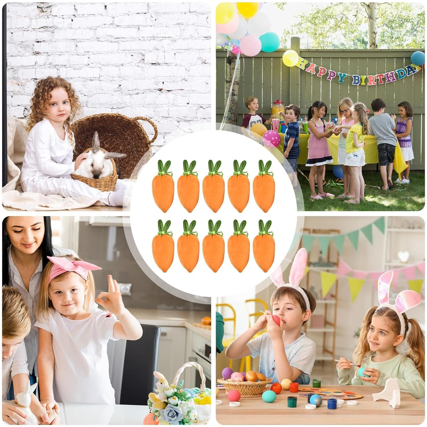 Easter Candy Treat Bags, Velvet Rabbit Ear Bags, Carrot Gift Bags for Spring, Easter Basket Stuffers Bags, Carrot Candy Bags 14X20Cm/5.51X7.87 Inches for Party, Holiday Treat Storage Bags image number 5