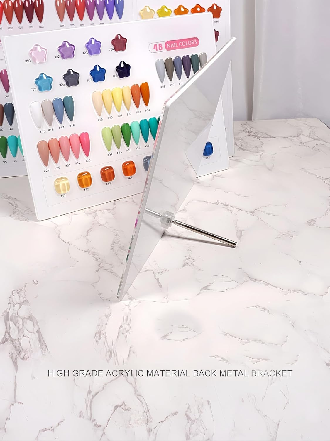 Acycoin2A Acrylic Nail Polish Color Display Board Book Nail Design Chart with 2 Styles Nail Tips Card Board Salon Showing Shelf (160 Colors) image number 1