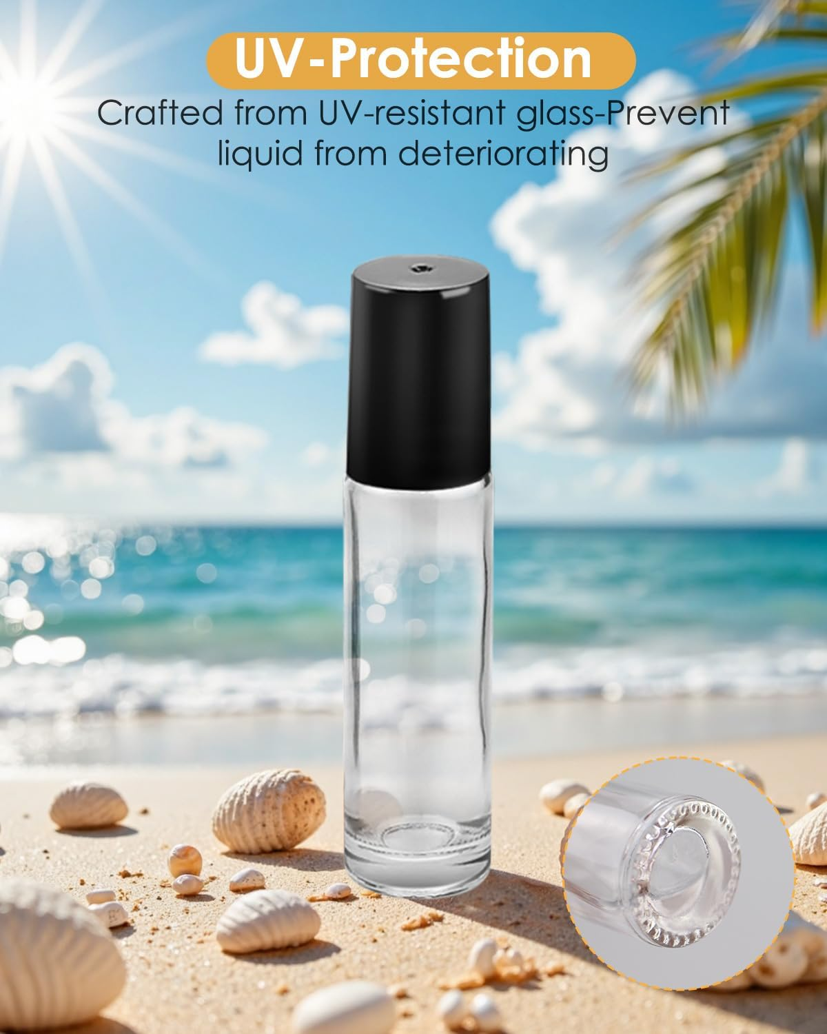 Worldgsb 4 Pack Essential Oil Roller Bottles, 10Ml Refillable Clear Glass Roller Bottles with Stainless Steel Roller Balls and Caps for Travel, Perfume and Lip Gloss image number 7