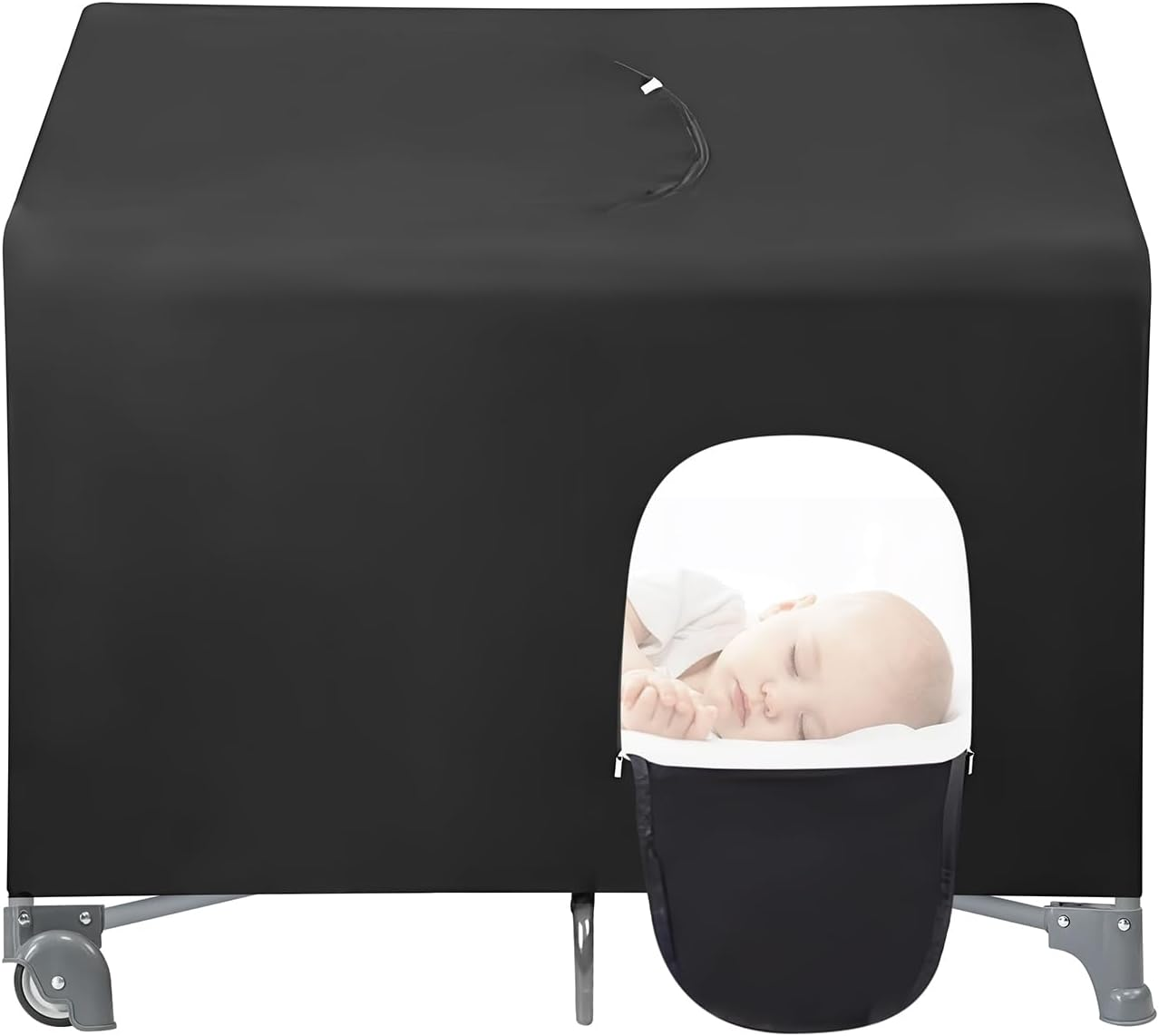 Pandaear Blackout Cover for Pack N Play, Breathable Crib Canopy Cover Tent for Pack and Play, Portable Stretchy Baby Netting for Indoor & Outdoor image number 2