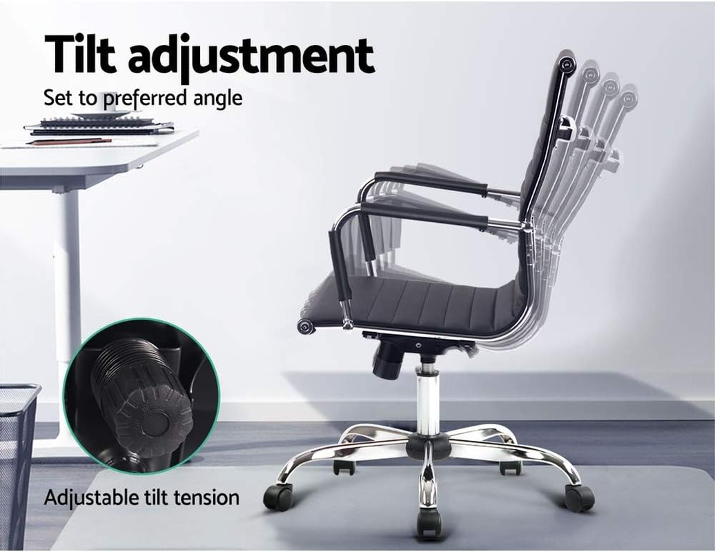 Artiss Ergonomic Office Chair Fabric Computer Desk Chairs with Tilt Adjustment and Adjustable Seat Height, with Mid Back and 360&deg;-Swivel Seating Black for Gaming Room Executive Home image number 7