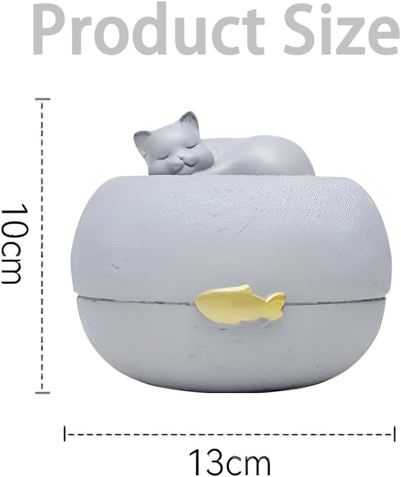 TOMVAES Resin Grey Solid Satin Pet Memorial Urn, 13*13*10Cm, 400G Capacity, Removable Lid, Perfect for Medium Sized Pets and Small Cremation Memorials