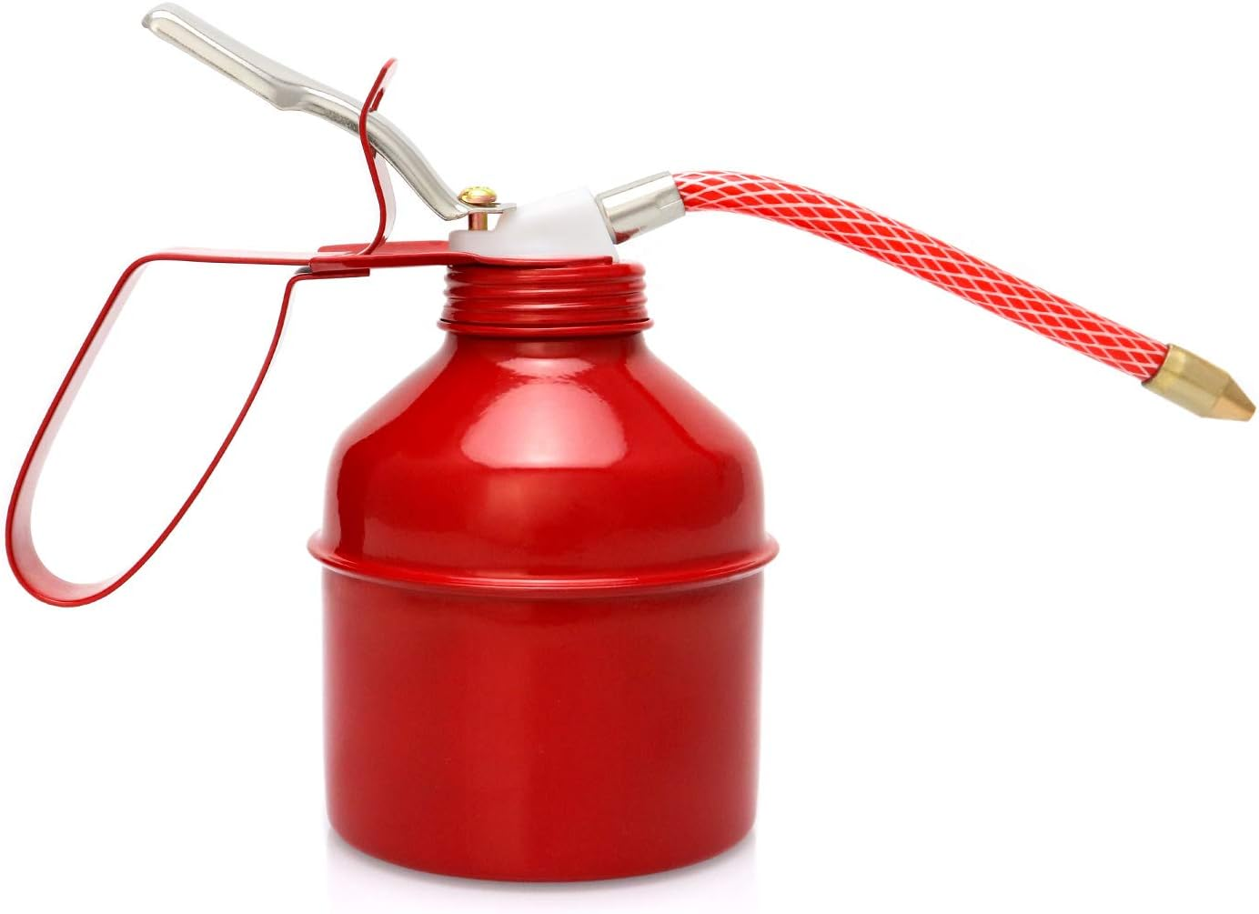 QWORK 12 OZ (400ML) Capacity Pistol Type Oil Can-Steel Manual Oiler, Red image number 4