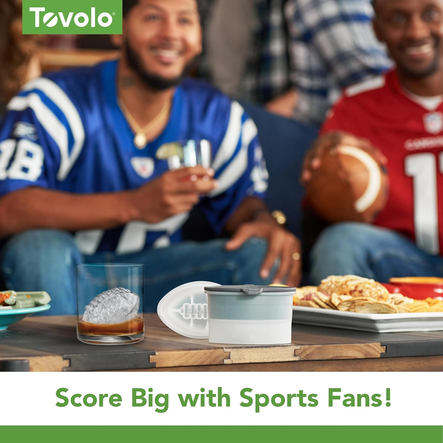 Tovolo Football Ice Molds, Set of 2 Football-Shaped Ice Molds, Stackable Sports Ice Molds, Sports-Themed Ice Makers, Giftable Sports Whiskey Ice Ball Molds, Bpa-Free & Dishwasher-Safe, Frost/Charcoal