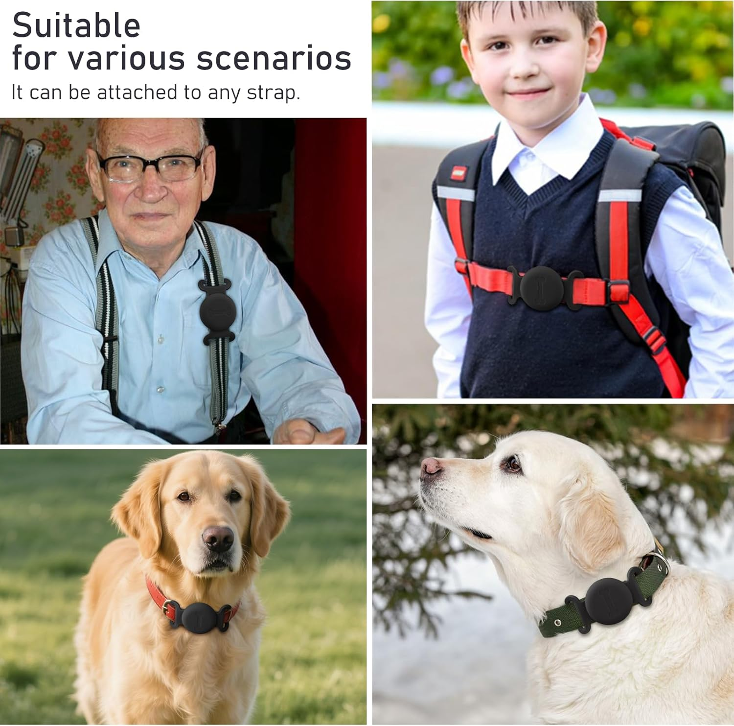 Leonids for Airtag Dog Collar Holders, Anti-Scratch Silicone Case for Apple Airtag for Dog (Black, Large for Dog) image number 3