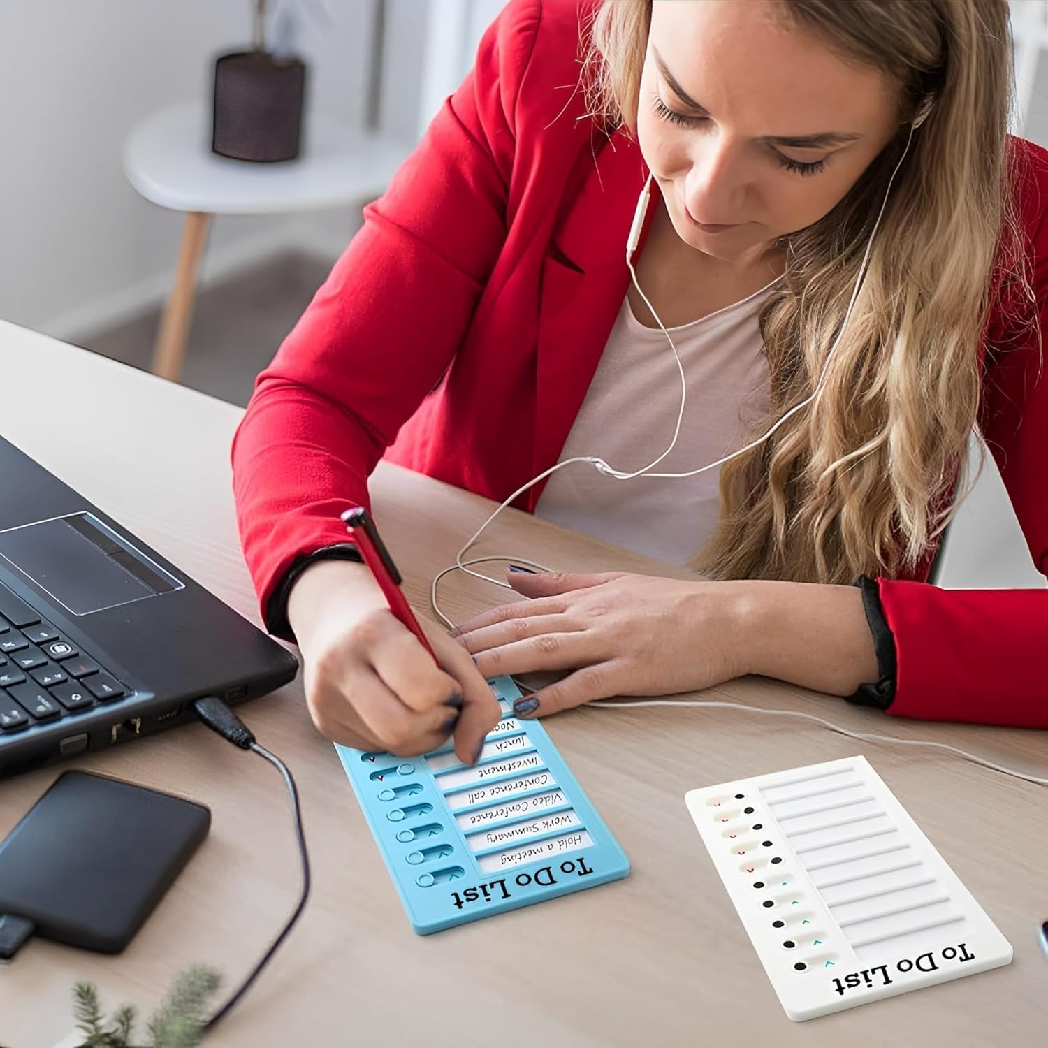4 Pieces Blank to Do List Reusable,Family to Do List Chores Chart Board with 20 Detachable Cardstock,Sliding Chore Chart, Daily Schedule Planner Board for Home Office（White, Blue, Green, Pink） image number 2