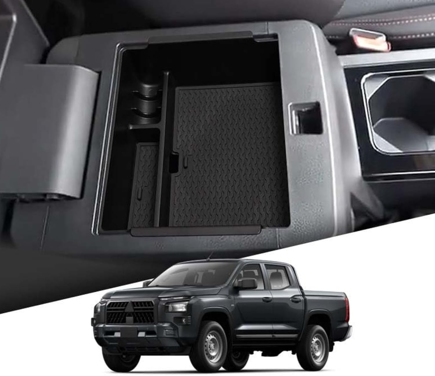 Center Console Organizer for Mitsubishi Triton/L200 2024 2025 Interior Organizer Center Console Holder Tray Armrest Storage Box with Non-Slip Silicone Mats Triton24 image number 4