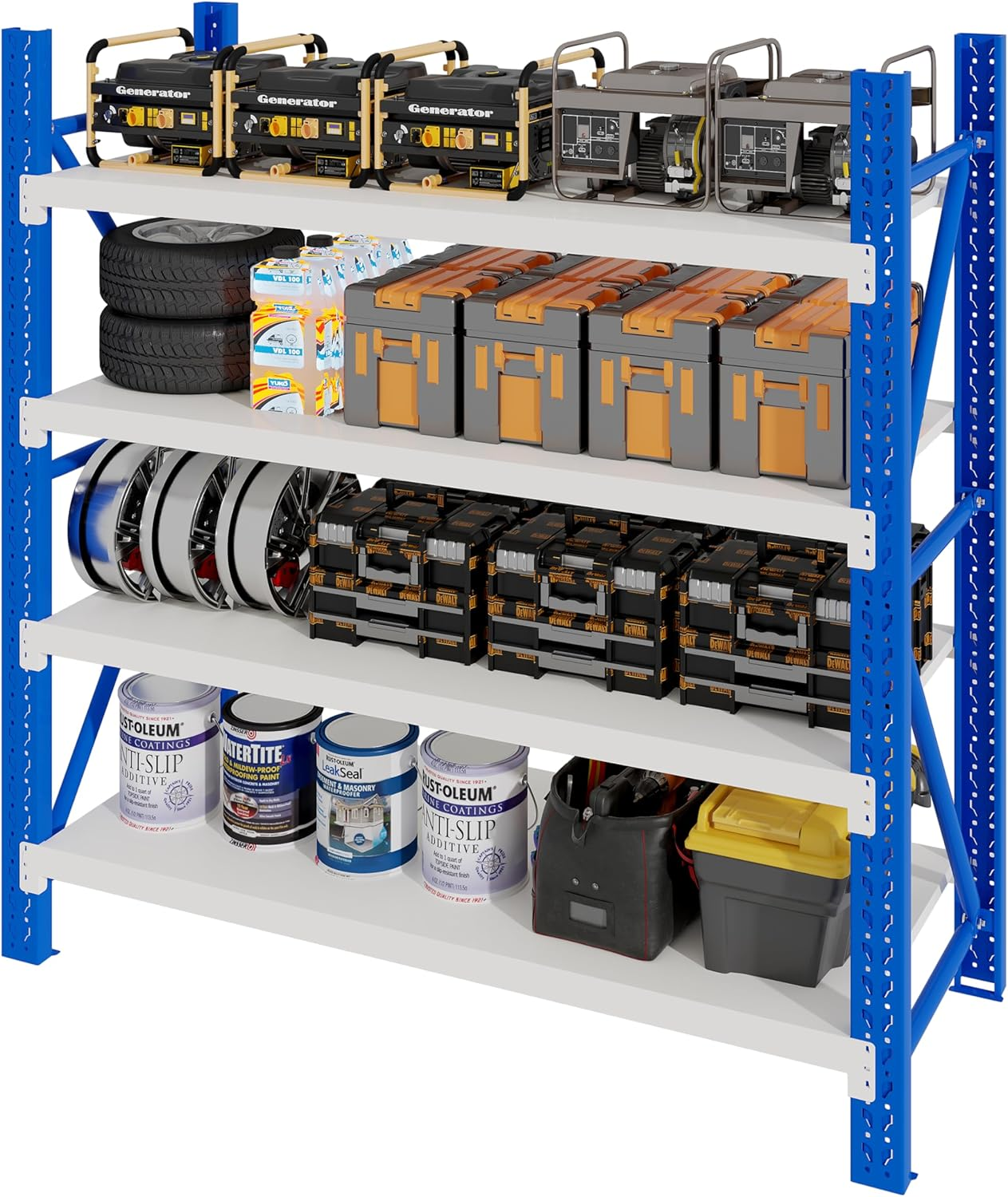 1.5M X 1.8M Heavy Duty Metal Shelving System (Blue & White) image number 2