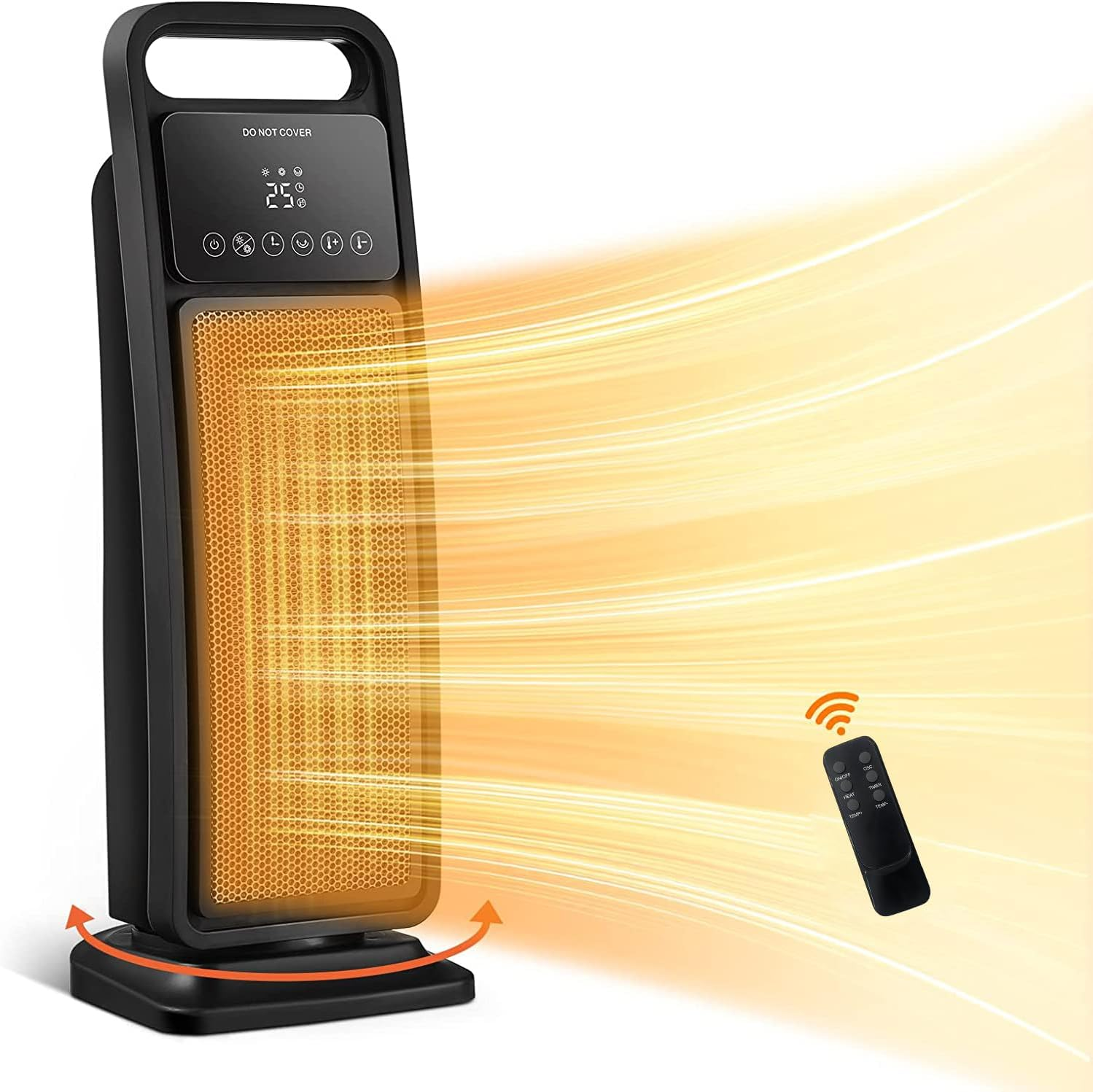 Advwin Heater 2000W Self-Regulating Ceramic Electric Portable Heater with Remote for Office, Bedroom, Adjustable Temperature, Black