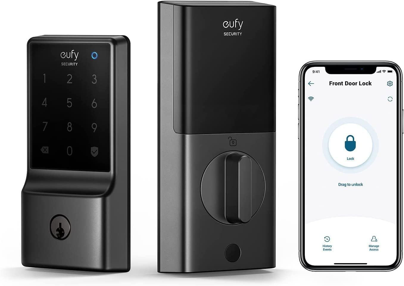 Eufy Security Smart Lock C210 - Wifi Enabled Keyless Entry Door Lock - Touchscreen Keypad, App Remote Control & BHMA Certified - Easy Install with 4 AA Batteries Included image number 3