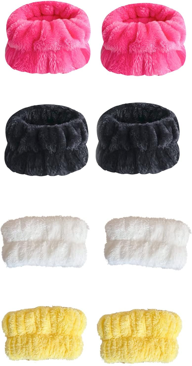 KAYLRE 4 Pairs Wrist Spa Wash Band Microfiber Wrist Washing Towel Band Bracelets for Washing Face Absorbent Wristbands Wrist Sweatband for Women Girls Prevent image number 1