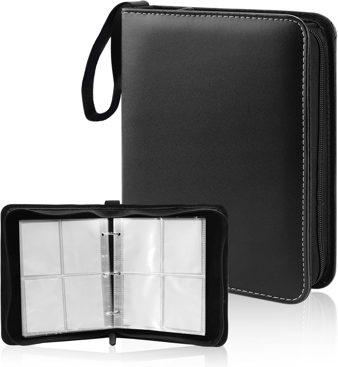 Yitexin Card Binder Case with 400 Pockets, Large Capacity Card Collection Binder with 50 Removable Sleeves, Portable Zipper Collectible Trading Card Albums with Hand Strap for Travel Game (Black) image number 1