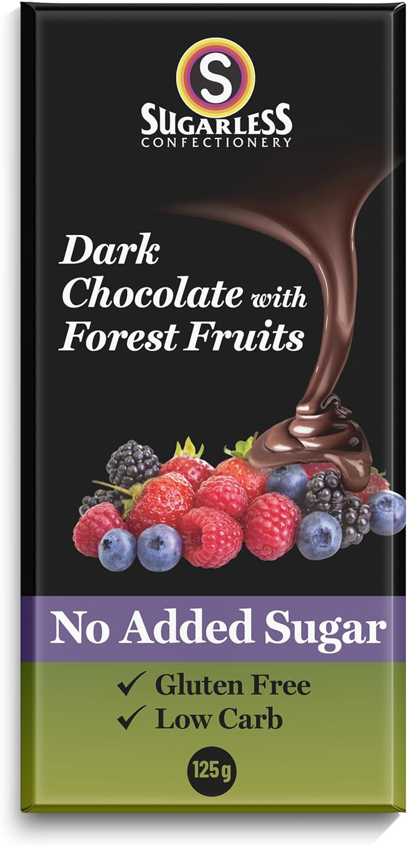 Dark Chocolate & Forest Fruits, No Added Sugar, 125G