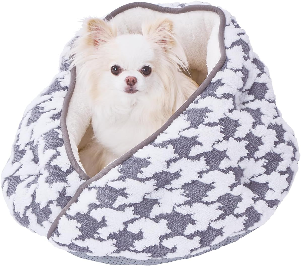 Petio Warm Lounge Bed for Dogs and Cats, Wrap around Dome, Ash Gray - Envelope Dome Brown image number 6