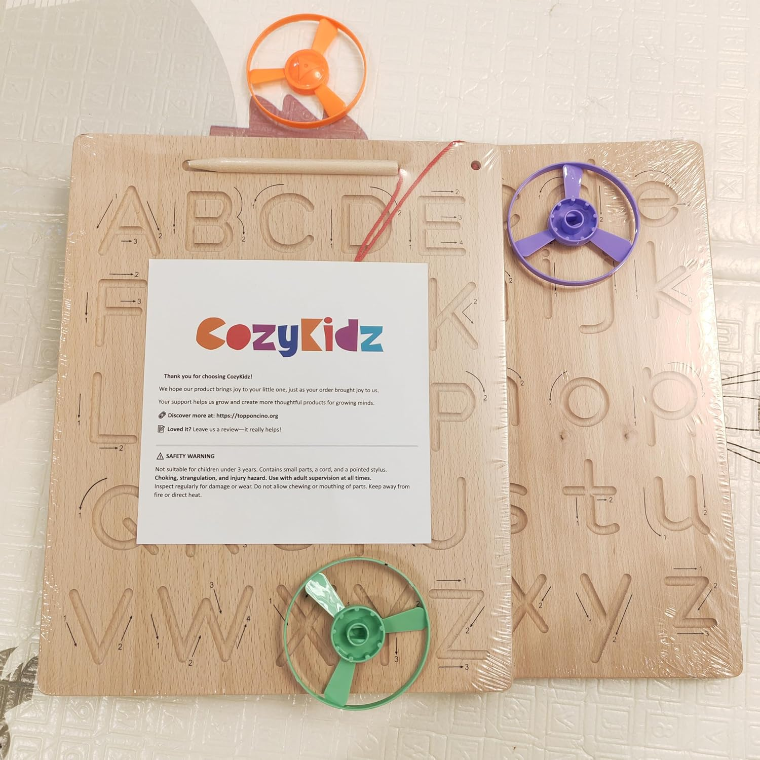 Double-Sided Wooden Alphabet Tracing Board &ndash; Uppercase & Lowercase Letters &ndash; Montessori ABC Learning Toy with Stylus &ndash; Fine Motor & Pre-Writing Skills for Toddlers & Preschoolers Ages 3+ image number 3