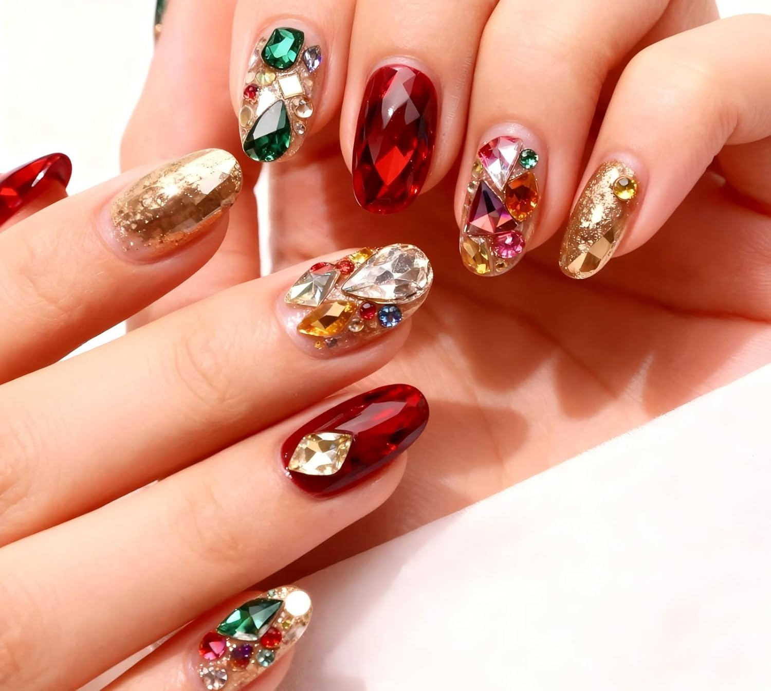 Auswalar Mix Sizes 300Pcscrystal AB Mix Colors Rhinestones DIY Non Hotfix Flatback Acrylic Nail Stones Gems for 3D Nails Art Decorations