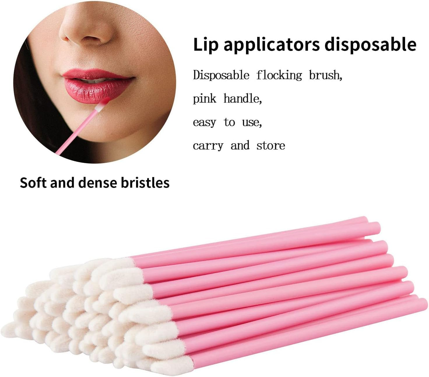 200Pcs Lip Wands Applicators, Lipstick Applicator Lint Free Makeup Brushes Beauty Tool - Pink
