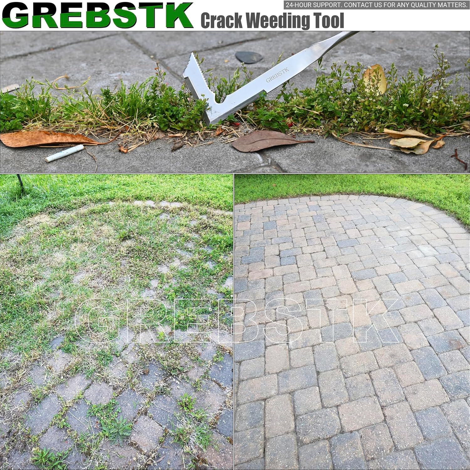 GREBSTK Crack Weeder Beech Handle Stainless Steel Lawn Yard Gardening Tool image number 6