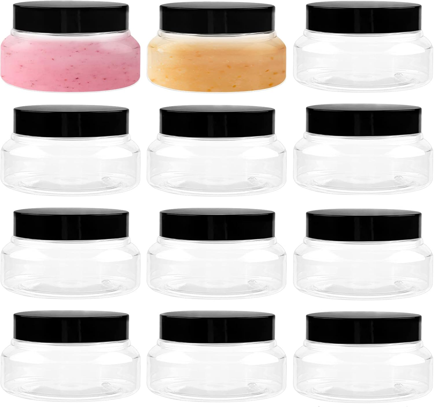 TUZAZO 5 Oz Plastic Container Tuscany Jars with Lids BPA Free, 12 Pack Empty round Clear Cosmetic Containers Body Butter Jars for Lotion, Cream, Gel, Sugar Scrub image number 6