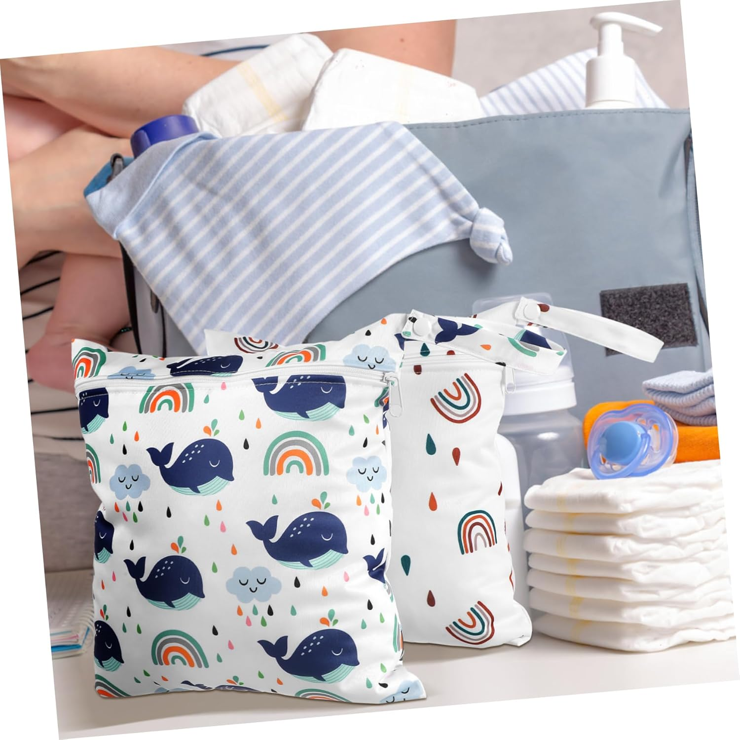 GARVALON 2Pcs Diaper Bag Storage Pouches Nappy Caddy Wet Bags for Swimmers Organiser Nappies image number 6