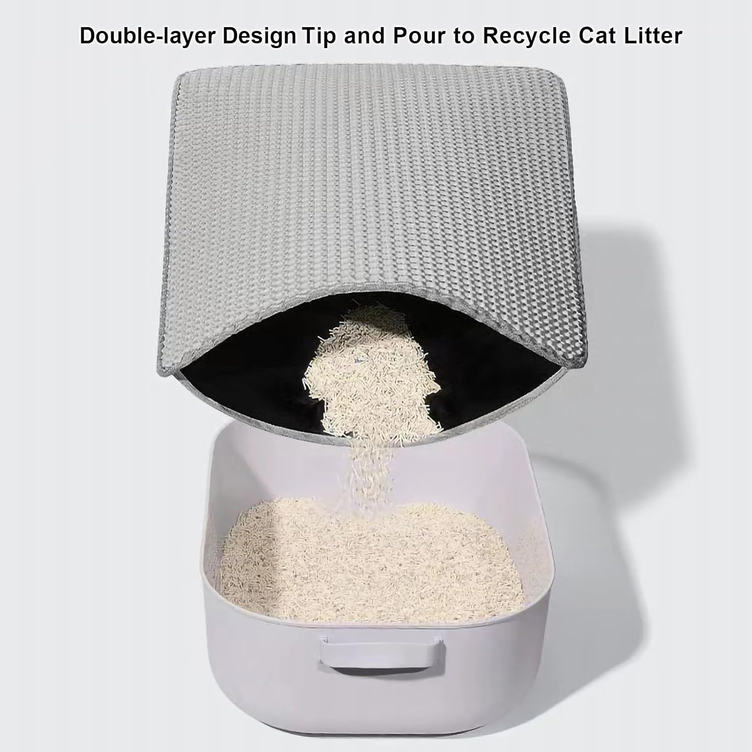 LMX Cat Litter Mat Trapping for Litter Box, No Slip, Waterproof, Honeycomb Double Layer Mats, Non Toxic, Easy Clean and Durable (Grey, Small(50 * 40Cm)) - Grey-Small image number 6