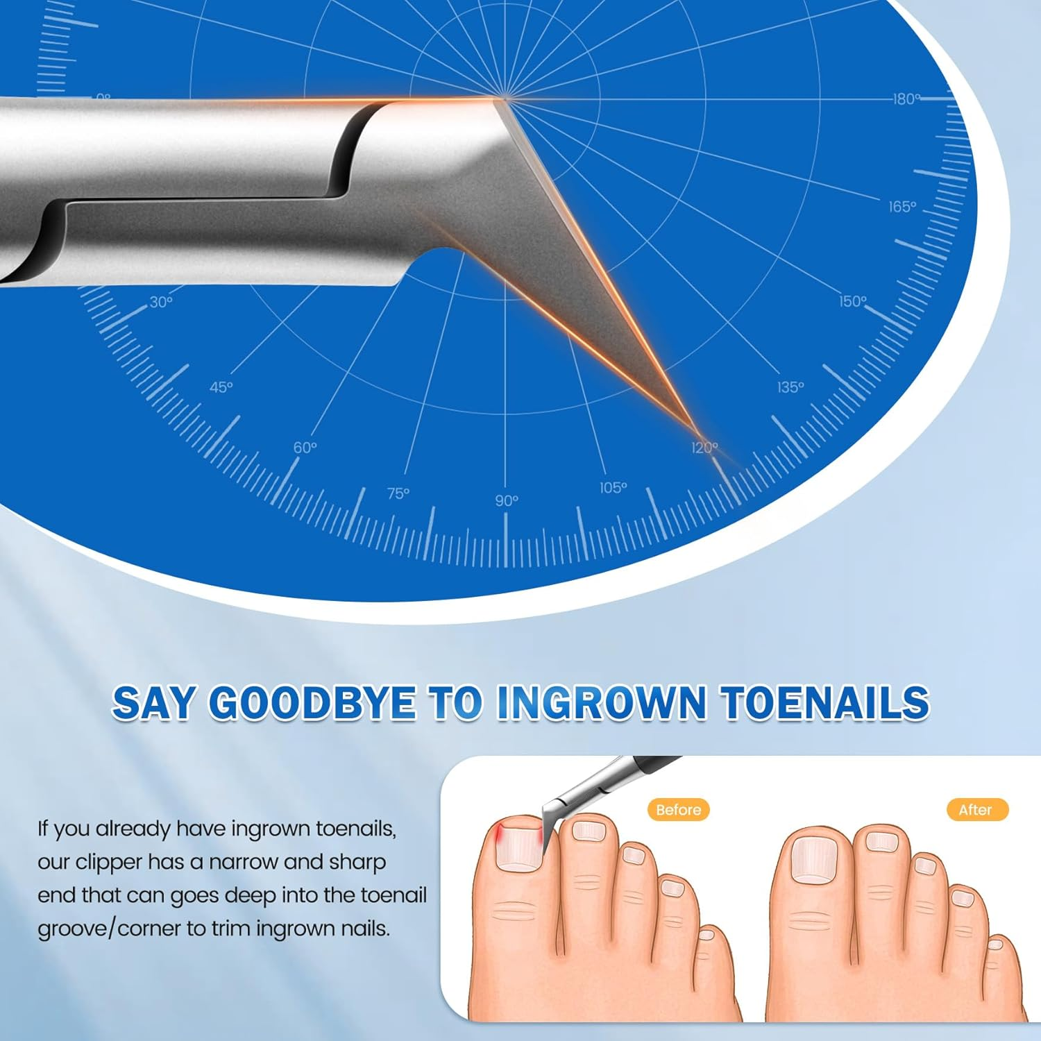 BEZOX Toenail Clippers for Ingrown Toenail Prevention, Straight Blade Podiatrist Nail Clippers for Thick Nails, Ergonomic Finger Nail Clippers for Adults, Seniors, Men and Women - Black - Red image number 6