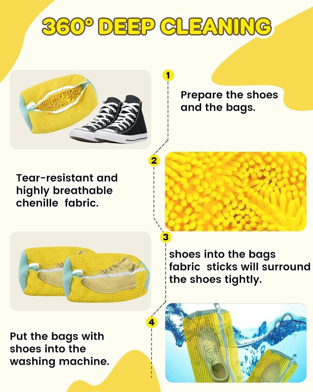 Idopick 2 Pack Shoe Washing Machine Bag, Laundry Shoe Bag for Washer and Dryer Reusable Shoe Cleaning Bag for Unstain Sneaker Tennis Shoes Unstain Cleaner Kit image number 1