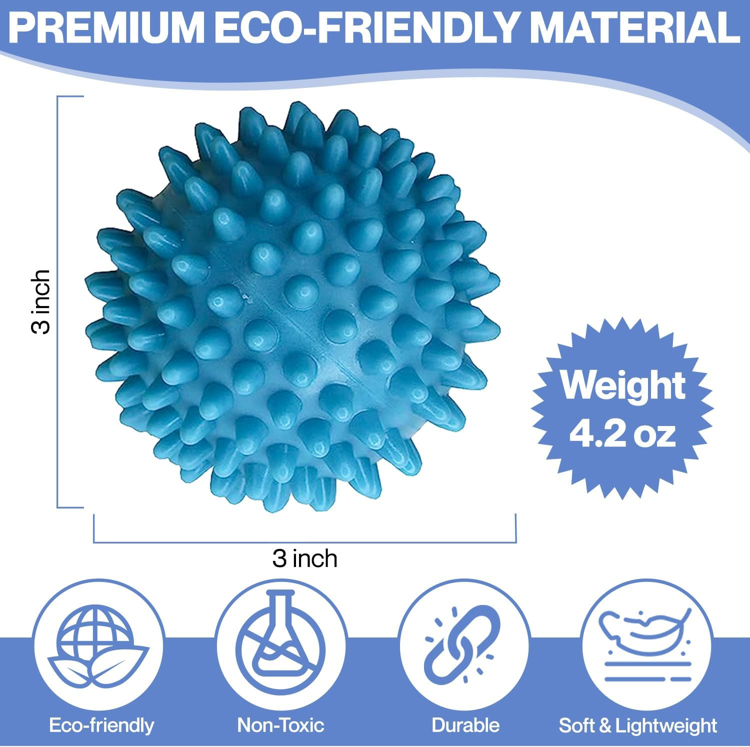 Dryer Balls Laundry anti Static - 6 Pack Reusable Plastic Clothes Drying and Fluffing Fabric Softener Balls 3 Inches Assorted Colors image number 2