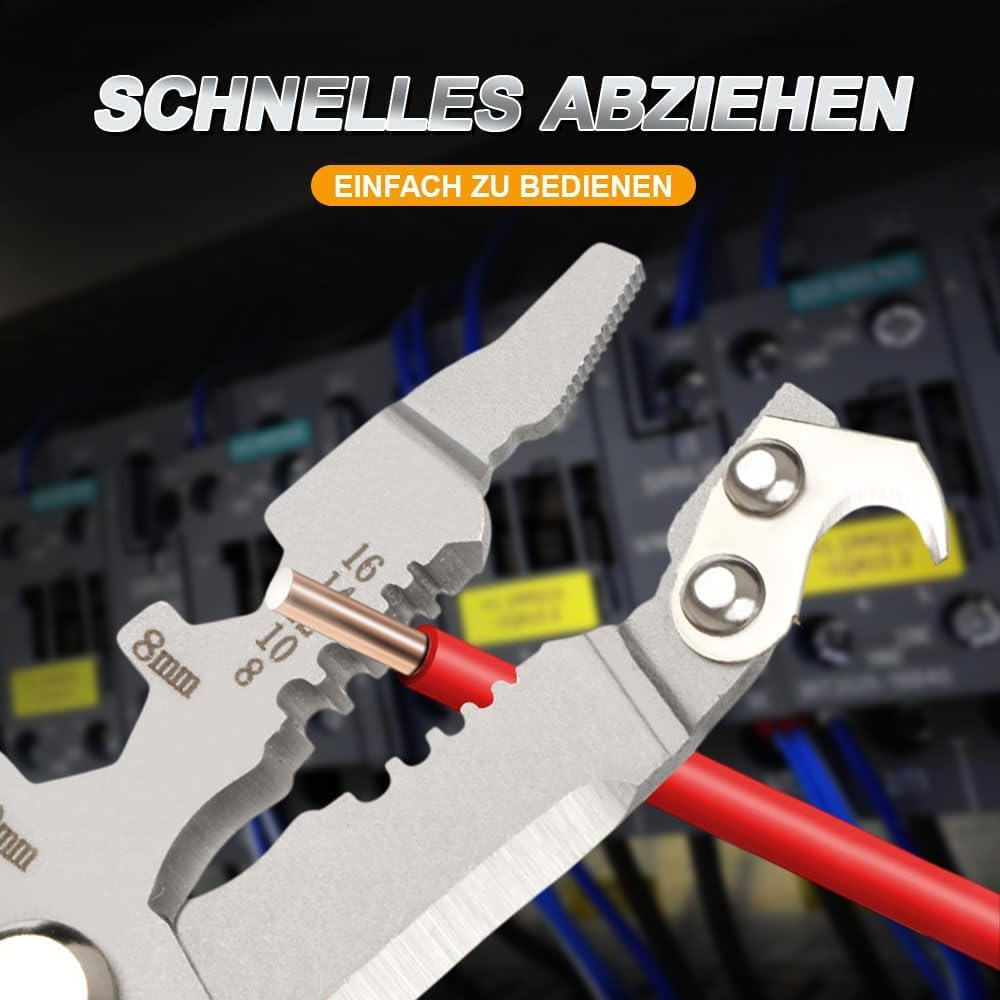 18 in 1 Foldable Wire Stripper, 2025 New Multifunctional Wire Stripper Pliers, Professional Wire Stripper Crimper Cable Cutter Pliers for Cutting and Pulling Wires Cable Scissors image number 6