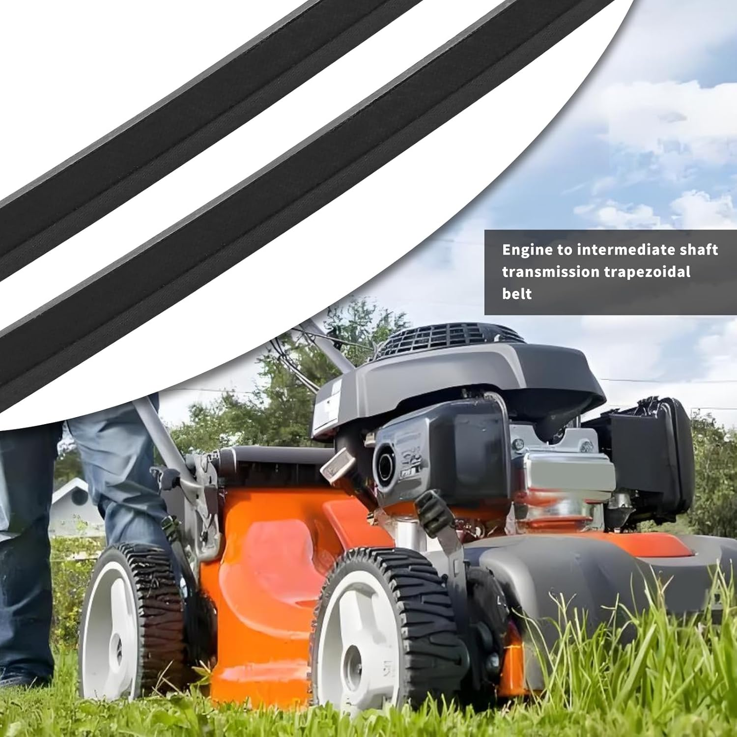 1Pc Lawn Mower V-Belt Engine to Mid Shaft Drive Belt Length 56 Inches Transmission Belt 544400201 589530401 Compatible with Husqvarna R316Tsx AWD image number 4