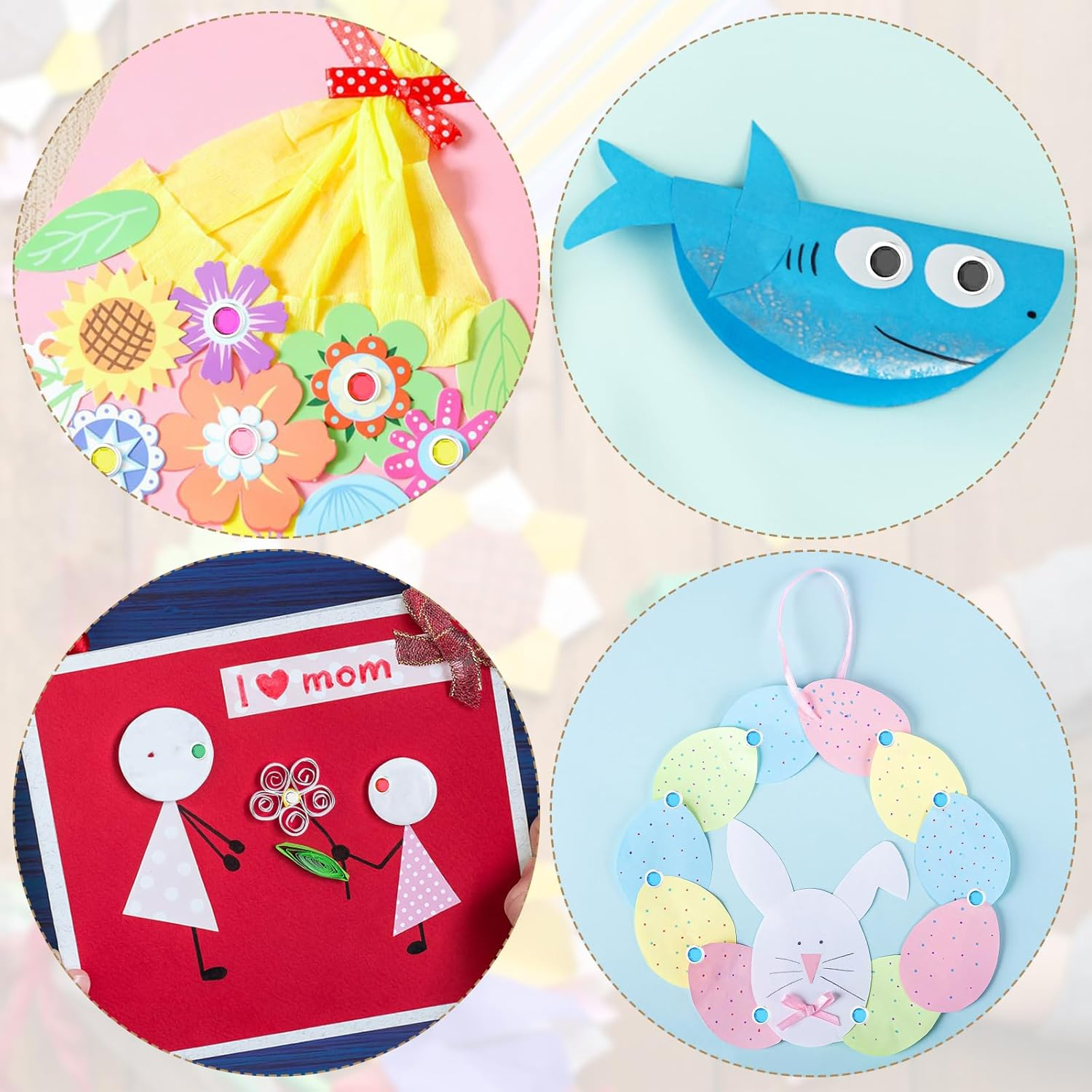 Pack of 100 Mini Brads Colourful round Head Clips Scrapbooking Brads Metal Pattern Bag Clips for School Office Paper Letter Clips Crafts DIY image number 1