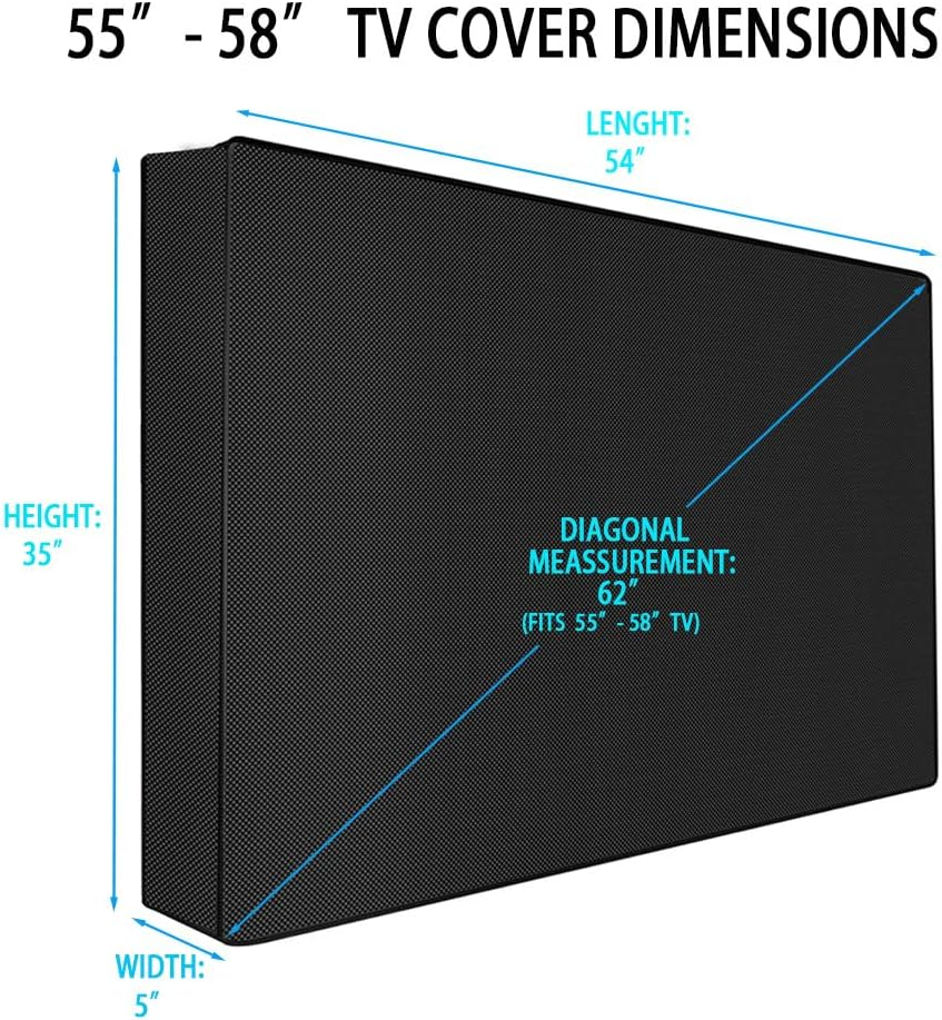 Waterproof Outdoor TV Covers for 55 to 58 Inches outside TV, 600D Thick Fabric TV Screen Protector Cover with Remote Control Pocket - Size 55''W X 35''H X 5.5''D image number 4