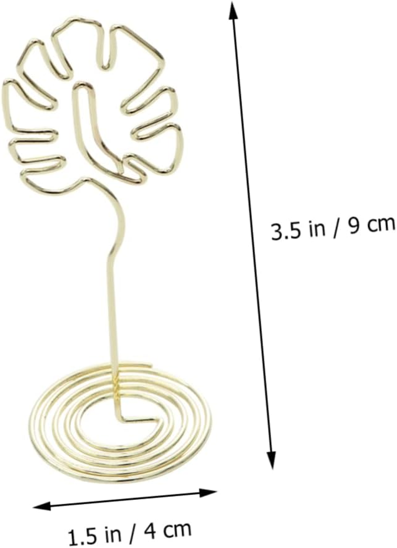 LALAFINA 6 Pcs Palm Leaf Table Decoration Place Holder Stand Picture Stands Photo Holder Clips Hawaiian Table Numbers Place Card Holder Stand Cute Place Holders Banquet Metal Table Card image number 6