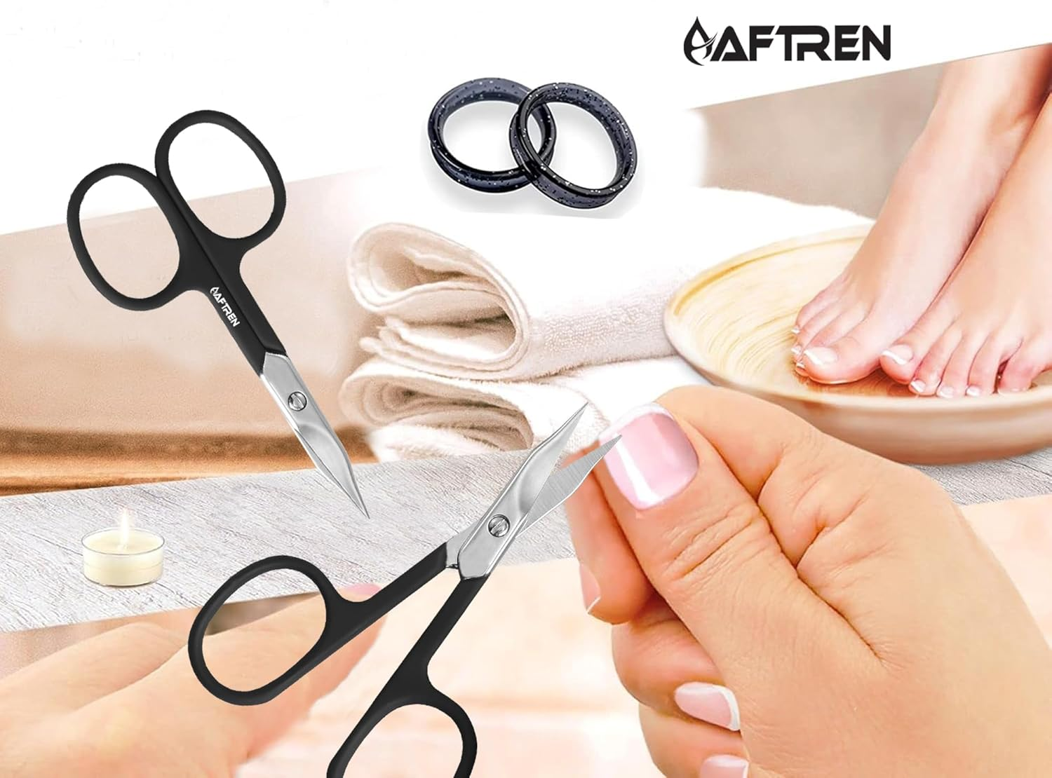 4" Curved Nail Scissors Cuticle Scissors Nail Toenails Brand Quality Extra Fine Sharp for Men and Women Black image number 2
