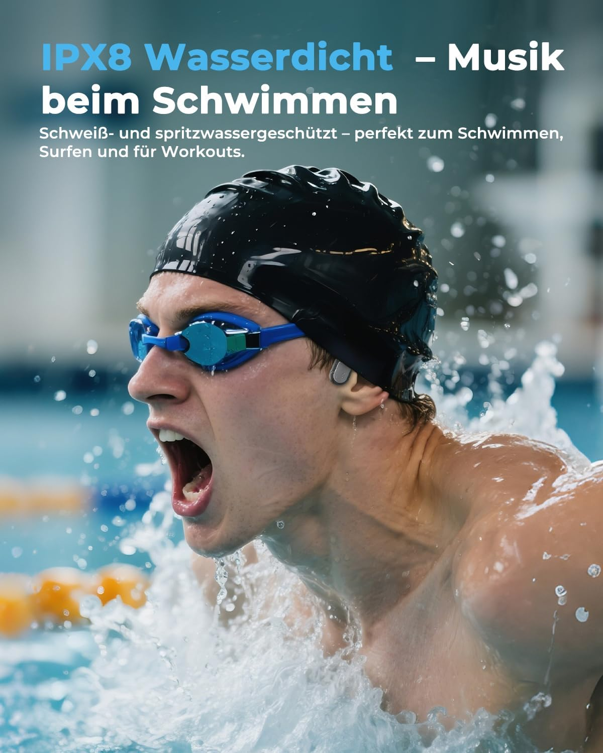 Relxhome Bone Sound Swimming Earbuds, 32GB MP3 Memory, Bluetooth 5.4 Open Earbuds, IPX8 Waterproof, 10 Hours Playtime, Swimming, Running image number 3