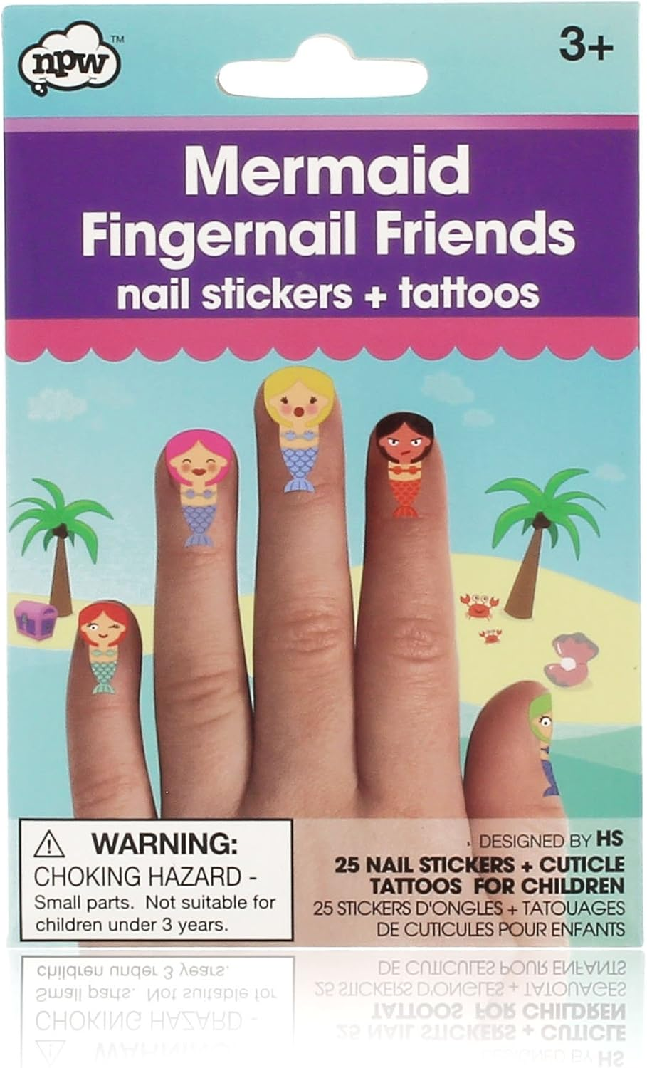 NPW Fingernail Friends Cuticle Tattoos, Mermaid, 25-Count