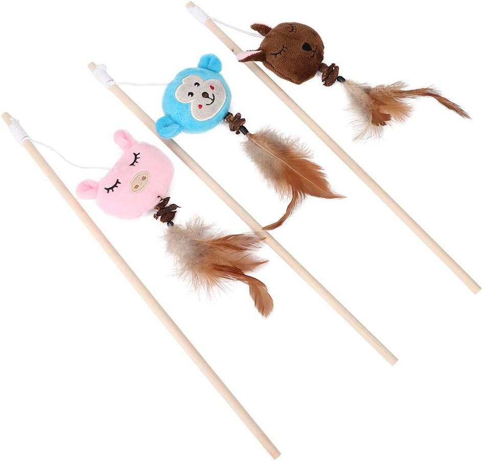 EVTSCAN 3PCS Interactive Cat Feather Toys, Cat Chase Toy, for Indoor Cats Play Chase Exercise Pet Supplies, Kitten Mental Exercise Kitten Toys image number 3