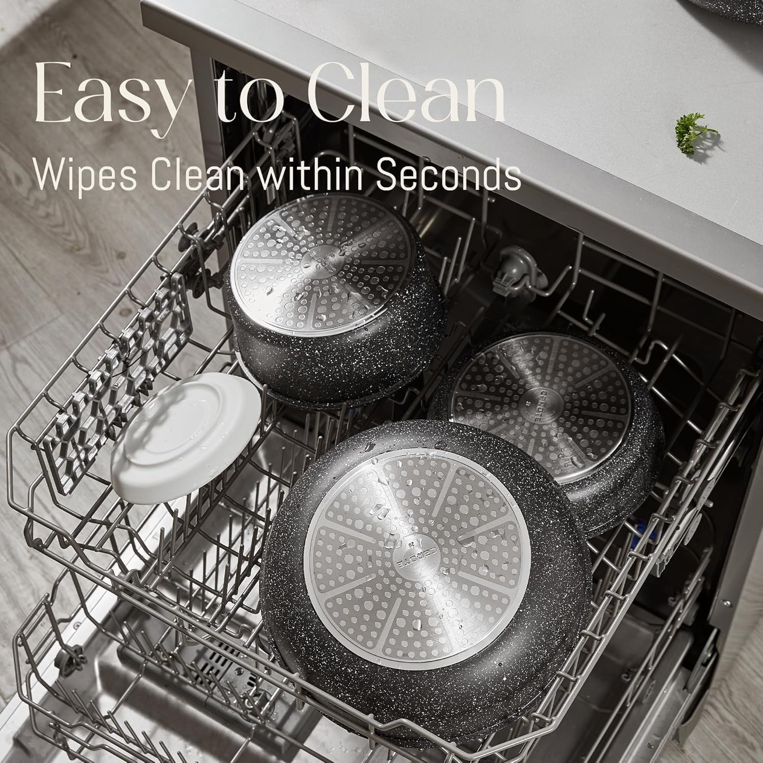 5 Pcs Pots and Pans Set Non Stick - Detachable Handle Cookware Set, Induction Nonstick Kitchen RV Cooking Set Removable Handle - Dishwasher ＆ Oven Safe ＆Heat Evenly for Better Cooking (Black) - Black image number 1