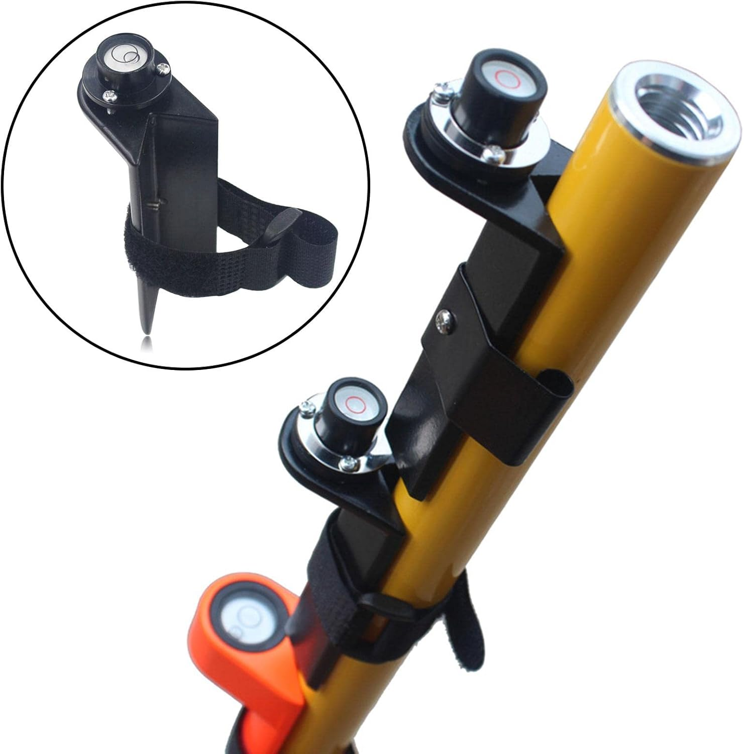 Baoblaze Grade Rod Level Bubble Level Centering Pole Carbon Fiber Pole for round Rod Tower Ruler - Black with Tie image number 2