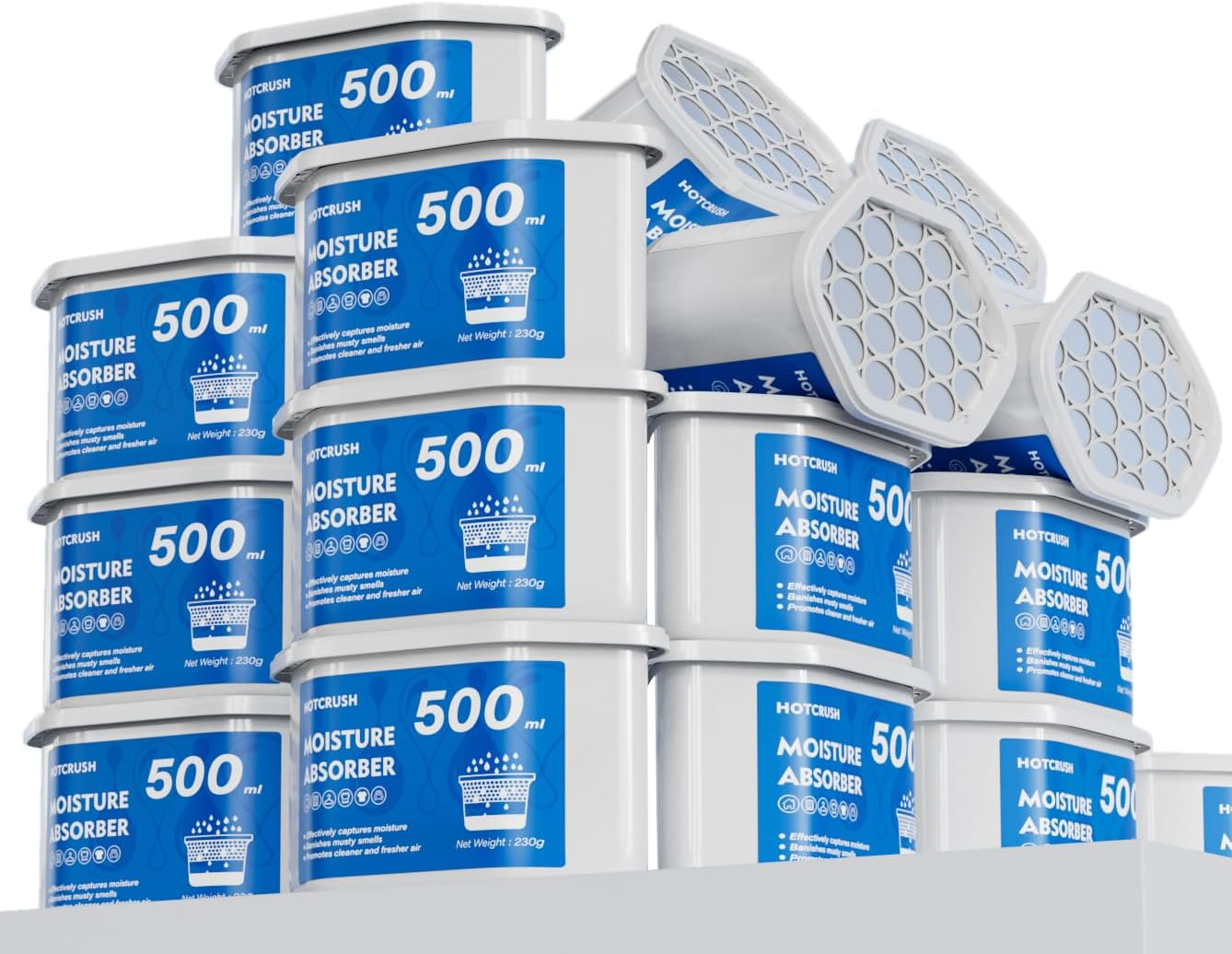 DOLAMOTY Moisture Absorber Boxes 16Pack - Disposable 500Ml Portable Dehumidifier Moisture Absorber & Odor Remover for Your Bathroom, Closet, Wardrobes, Kitchen,Laundry & Car, No Electricity Required